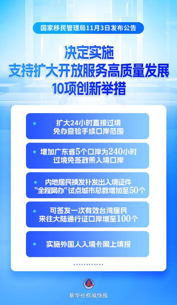 新华社权威快报丨国家移民管理局推出支持扩大开放服务高质量发展10项创新举措