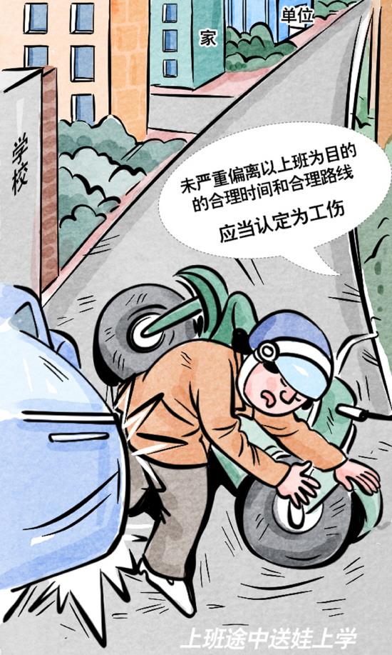 上班途中绕路送娃遇车祸不予认定工伤 两审法院判决属于日常通勤合理延伸撤销人社局决定