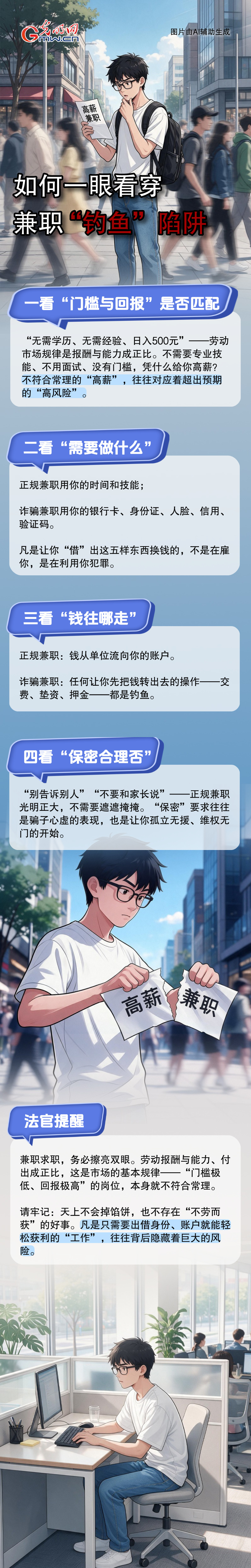 【光明云说法】如何一眼看穿兼职“钓鱼”陷阱?法官提示 【光明云说法】如何一眼看穿兼职“钓鱼”陷阱?法官提示