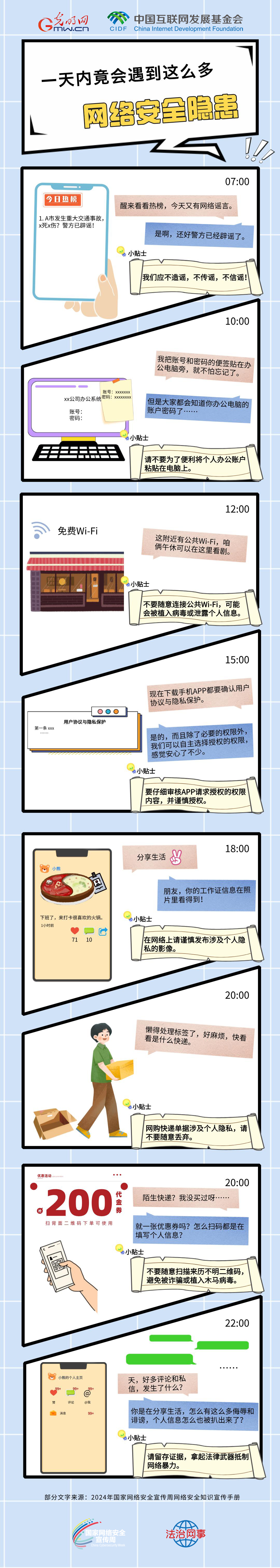 【法治网事·网络安全宣传周】图解 | 一天内竟会遇到这么多网络安全隐患！
