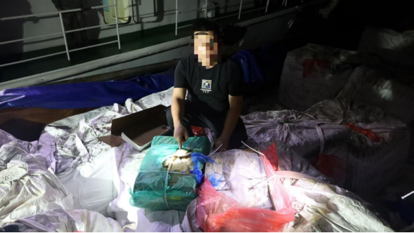 浙江温州海警深夜查获一起海上走私冻品案