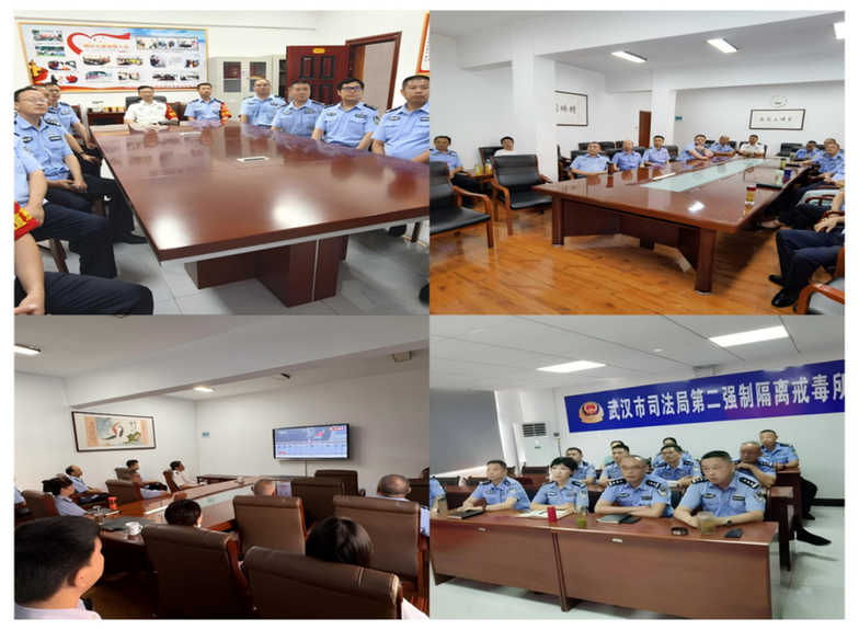 武汉市司法局系统干警职工观看纪念中国人民抗日战争暨世界反法西斯战争胜利80周年大会