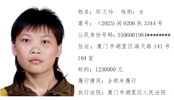 15人！厦门法院第四期预拘留公告
