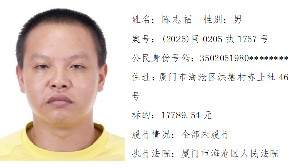 15人！厦门法院第四期预拘留公告